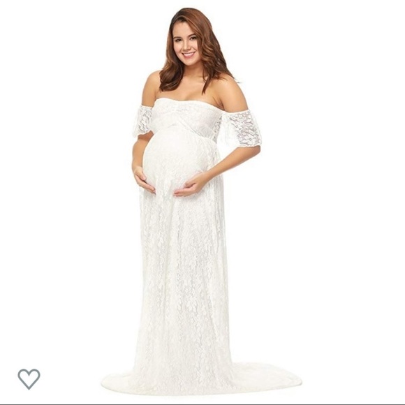 🤰*HP* Beautiful White Lace Maternity Gown 🤰🏻 - Picture 2 of 6